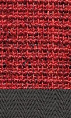 Sisal Salvador rød 010 tæppe med kantbånd i granit 045